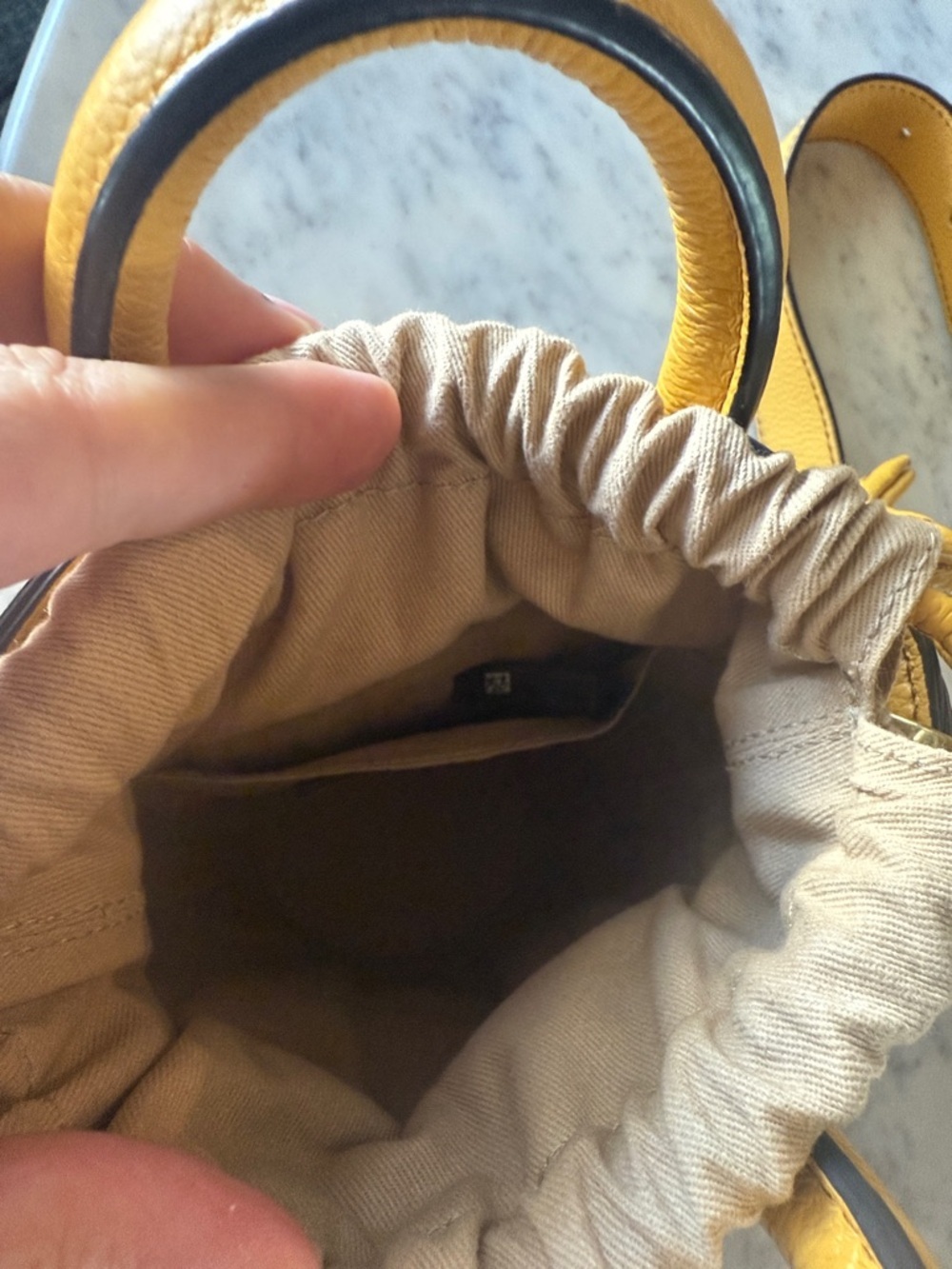 See By Chloé Yellow Mini Bucket Bag with Woven Charm - Picture 7 of 12
